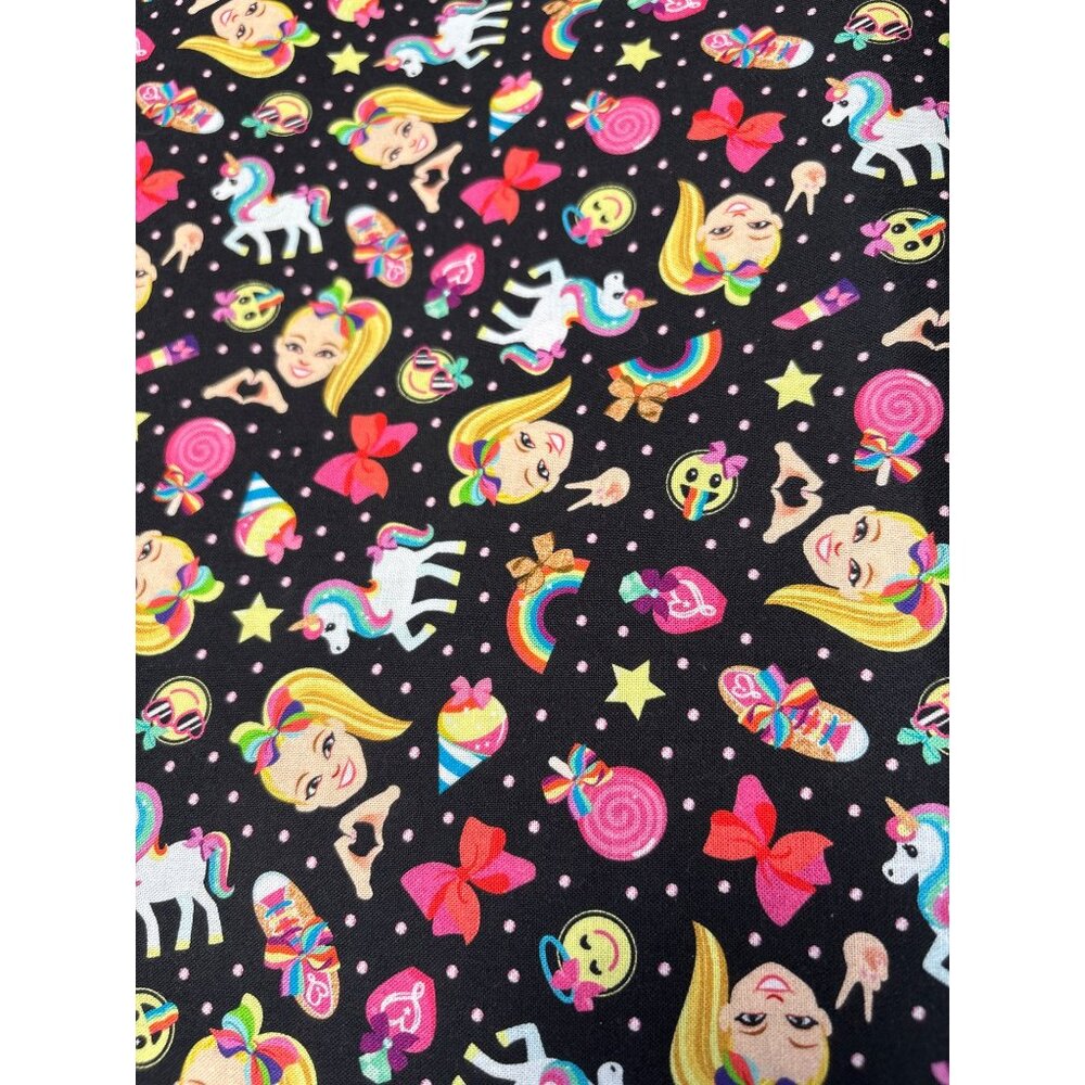 Jojo Siwa Rainbow Emoji Cotton Fabric 44" Wide 1/2 yard Unicorn Bow Print